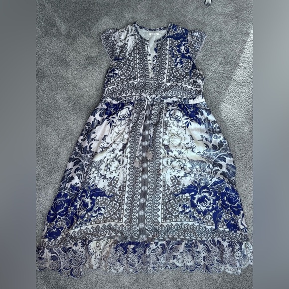 Johnny Was 100% Silk Filo Lucy MIDI Dress Size M Like new Condition - Picture 2 of 8